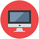 computer system icon in red background